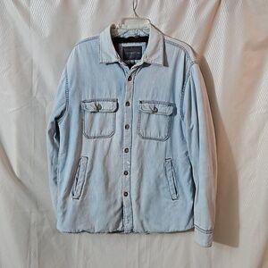 Covington Chambray Fleece Lined Shirt sz M Blue Pre-owned